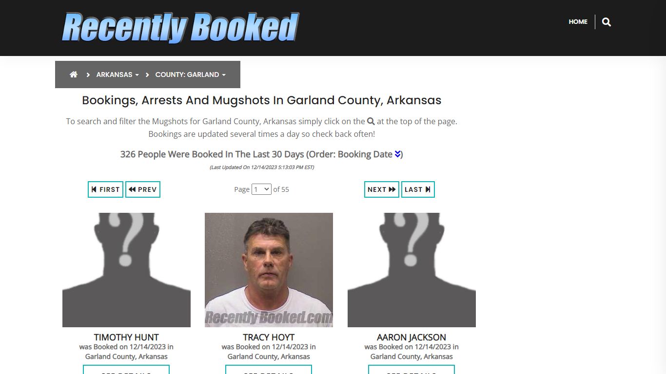 Bookings, Arrests and Mugshots in Garland County, Arkansas